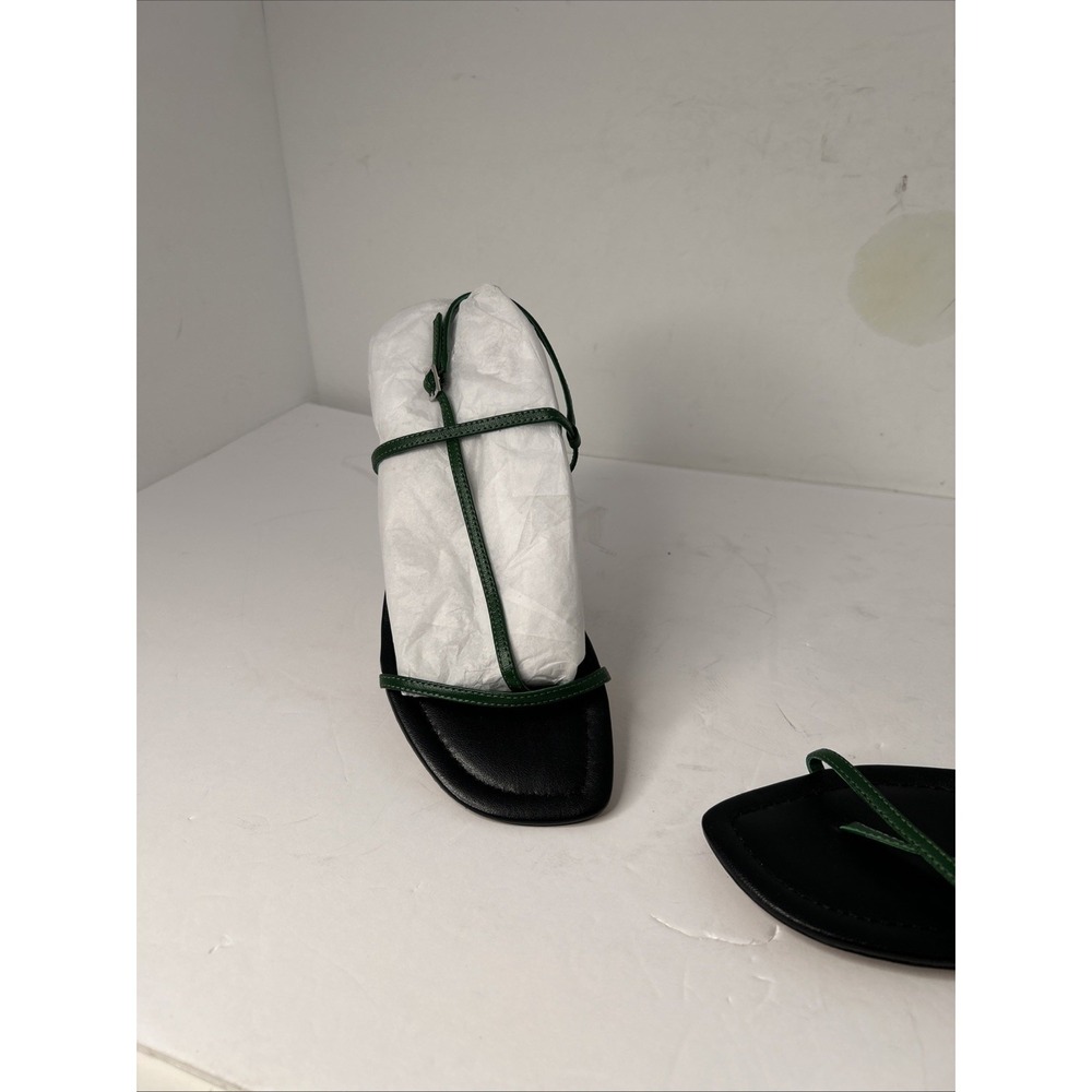 Madewell Maycie Isometric T Strap  SANDALS  Leather Green Sz 8 Strappy - Picture 2 of 9